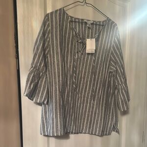 Calvin Klein Gray Tie Front Blouse